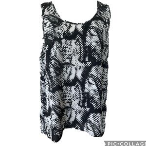 Daniel Rainn Tank Top Womens L  White And Black Sleeveless Blouse